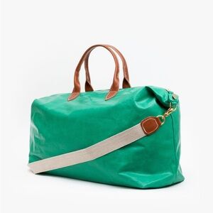Clare V. Green Leather Weekender Duffel Travel Bag Carry On